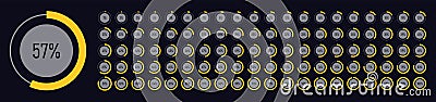 Percentage loading bar. Percentage loading, downloading or uploading progress in circle form Vector Illustration